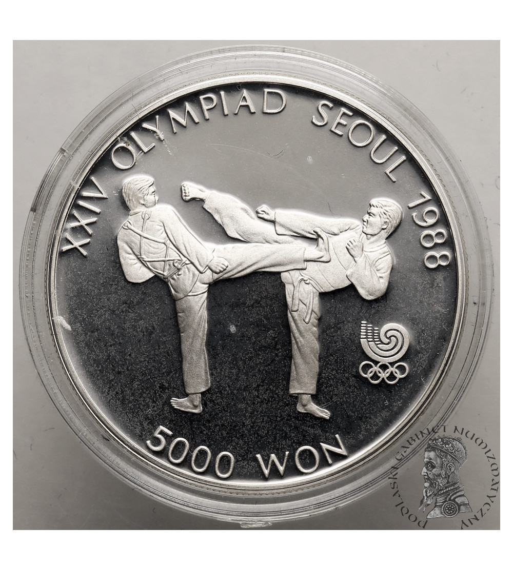 Korea Południowa. 5000 Won 1986, XXIV Igrzyska Olimpijskie w Seulu 1988, Taekwondo - Proof