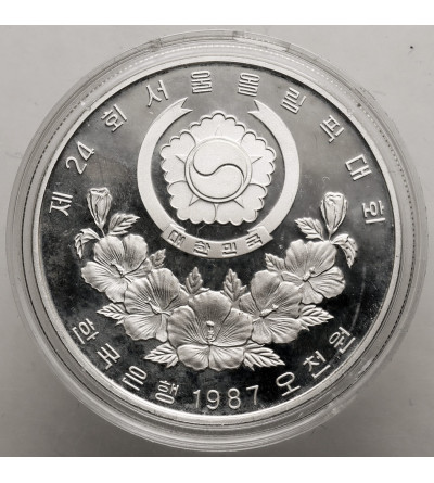 Korea Południowa. 5000 Won 1987, XXIV Igrzyska Olimpijskie w Seulu 1988, Jegi Chagi - Proof