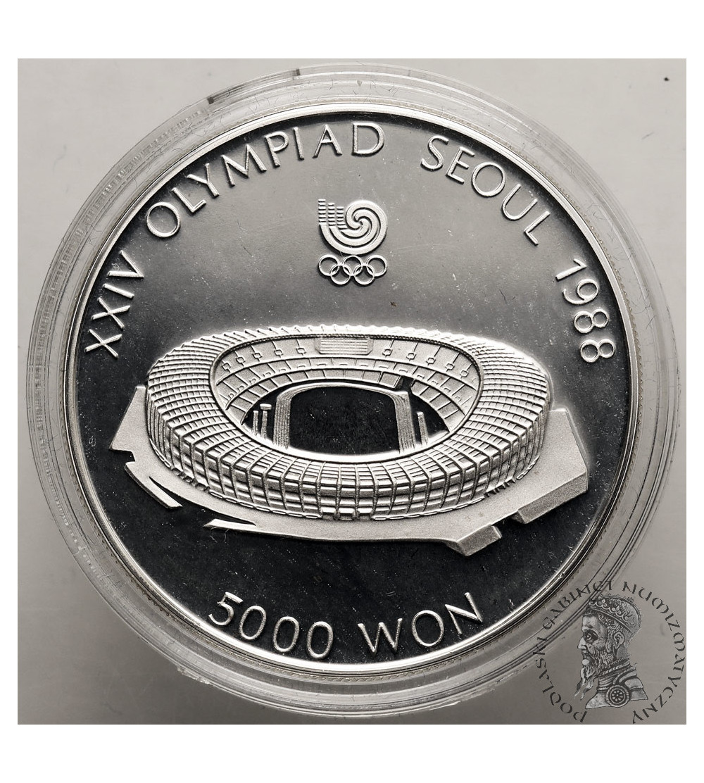 South Korea. 5000 Won 1987, XXIV Seoul Olympic Games 1988, Olympic Stadium - Proof