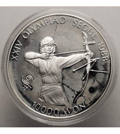 Korea Południowa. 10000 Won 1987, XXIV Igrzyska Olimpijskie w Seulu 1988, Łucznictwo - Proof