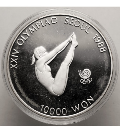 South Korea. 10000 Won 1987, XXIV Seoul Olympic Games 1988, Diving - Proof