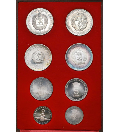 Bulgaria, People's Republic of Bulgaria (1946-1990). Luxury Set of Silver Proof Coins - 2 Leva and 5 Leva 1963-1973 (8 pcs)