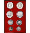 Bulgaria, People's Republic of Bulgaria (1946-1990). Luxury Set of Silver Proof Coins - 2 Leva and 5 Leva 1963-1973 (8 pcs)