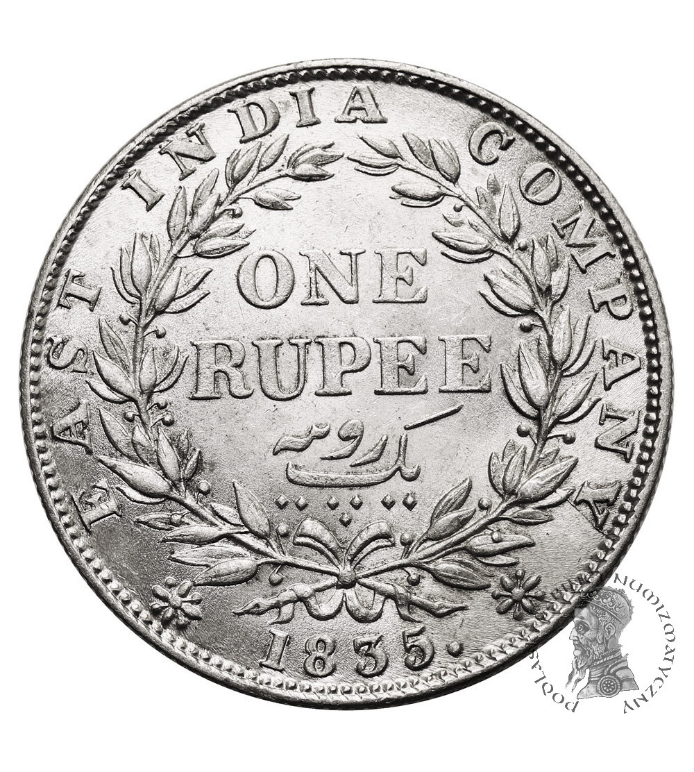 Indie Brytyjskie. East India Company, Wiliam IV. 1 rupia 1835 F (c) Kalkuta
