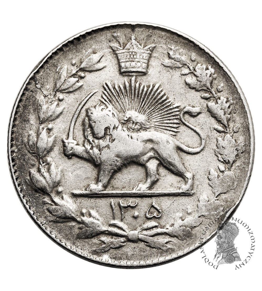 Iran, Reza Shah, AH 1344-1360 / 1925-1941. 2000 Dinarów (2 Kran / 2 Qiran), SH 1305 / 1926 AD Iran, Reza Shah, AH 1344-1360 / 1925-1941. 2000 Dinarów (2 Kran / 2 Qiran), SH 1305 / 1926 AD