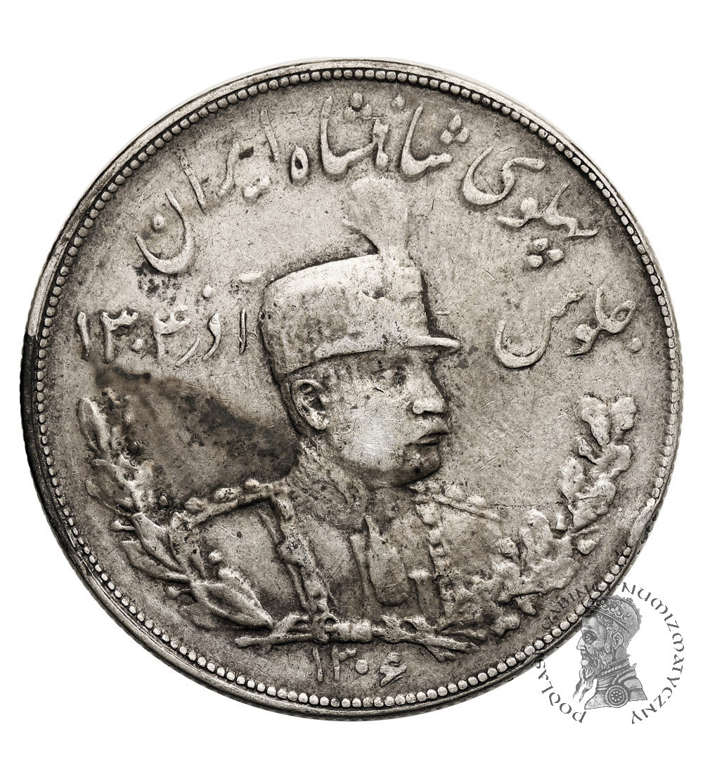 Iran, Reza Shah 1925-1941. 5000 Dinarów (5 Kran / 5 Qiran), SH 1306 / 1927 AD, Teheran Iran, Reza Shah 1925-1941. 5000 Dinarów (5 Kran / 5 Qiran), SH 1306 / 1927 AD, Teheran