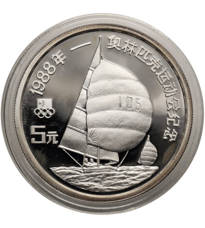 Chiny, Chińska Republika Ludowa. 5 Yuan 1988, XXIV Igrzyska Olimpijskie w Seulu 1988, Wyścigi żaglówek - Proof