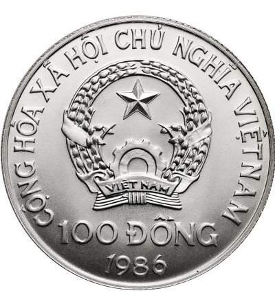 Vietnam, Socialist Republic. 100 Dong 1986, Winter Olympics 1988, Calgary, Skiing