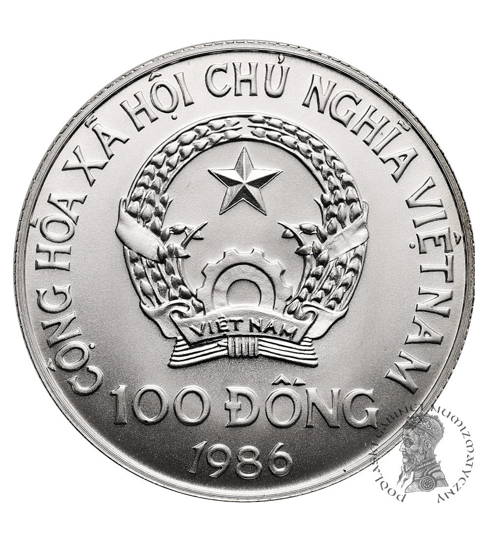 Vietnam, Socialist Republic. 100 Dong 1986, Winter Olympics 1988, Calgary, Skiing