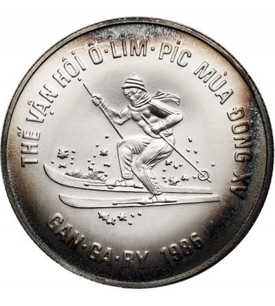 Vietnam, Socialist Republic. 100 Dong 1986, Winter Olympics 1988, Calgary, Skiing