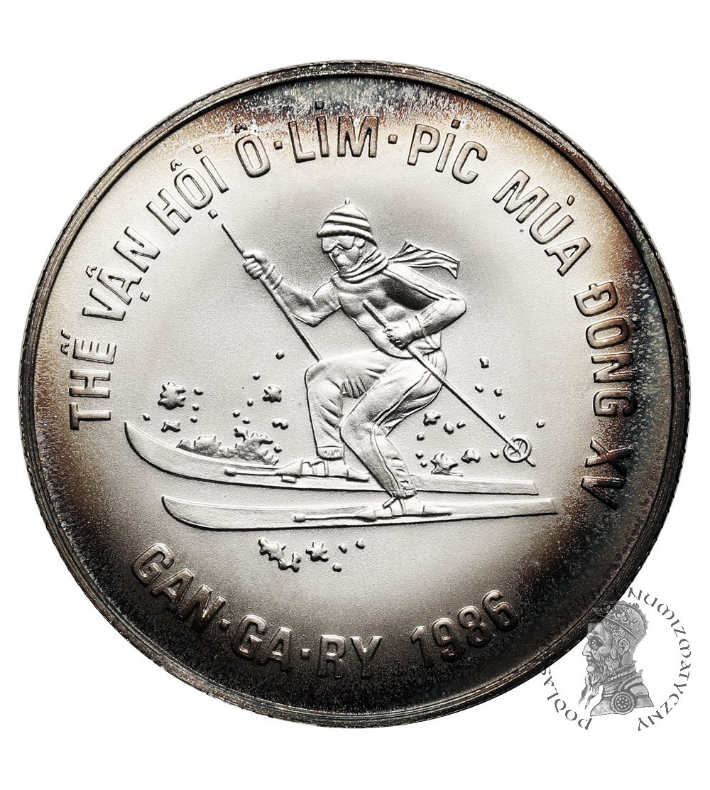 Vietnam, Socialist Republic. 100 Dong 1986, Winter Olympics 1988, Calgary, Skiing