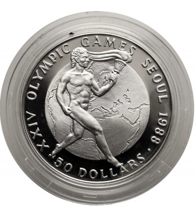 Cook Islands, Elizabeth II (1952-2022). 50 Dollars 1987, XXIV Summer Olympics, Seoul 1988 - Proof
