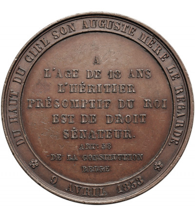 Belgium, Leopold I (1831-1865). Medal 1853, Leopold Duke of Brabant as a member of the Senate, by Dubois