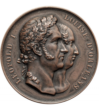Belgia, Leopold I Koburg (1831-1865). Medal upamiętniający wizytę Królowej Wiktorii w Belgii dnia 13 września 1843