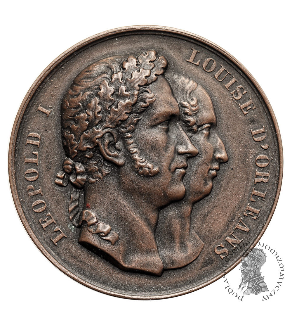 Belgia, Leopold I Koburg (1831-1865). Medal upamiętniający wizytę Królowej Wiktorii w Belgii dnia 13 września 1843 Belgia, Leopold I Koburg (1831-1865). Medal upamiętniający wizytę Królowej Wiktorii w Belgii dnia 13 września 1843