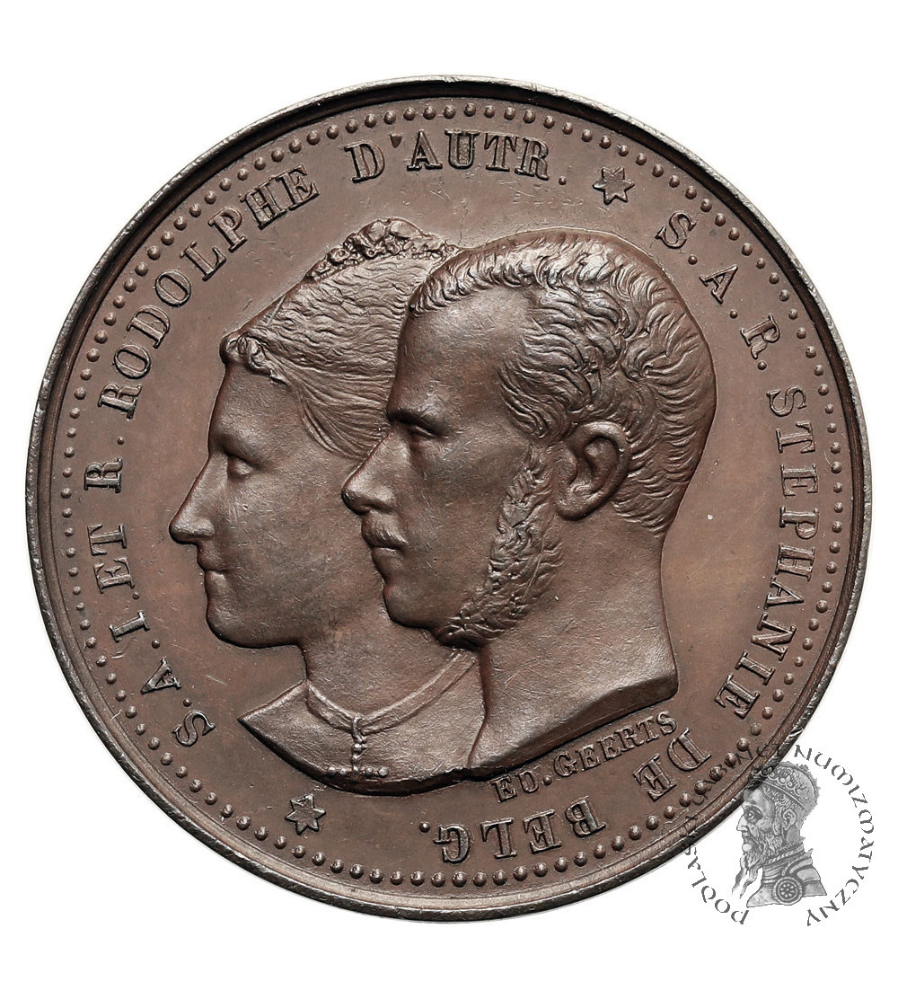 Belgium, Leopold II (1865-1909). Medal 1881 commemorating the marriage of Rudolf of Austria and Stephanie of Belgium