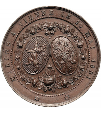 Belgia, Leopold II (1865-1909). Medal 1881 upamiętniający małżeństwo Rudolfa z Austrii i Stefanii z Belgii