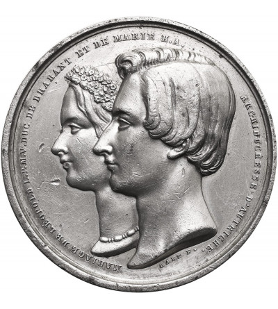 Belgia, Leopold I (1831-1865). Medal 1853 upamiętniający małżeństwo Leopolda II Księcia Brabancji z Marią Henriettą