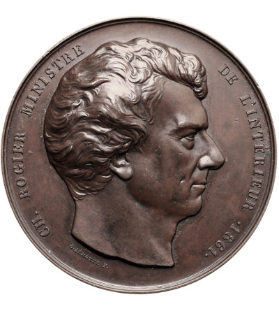 Belgia, Leopold I (1831-1865). Medal 1861 upamiętniający Ministra Spraw Wewnętrznych Ch. Rogier uhonorowanego Krzyżem Żelaznym