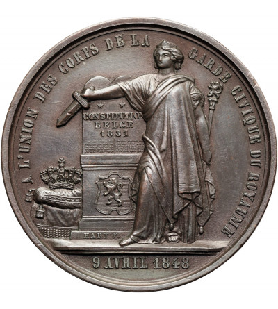 Belgia, Leopold I (1831-1865). Medal 1848 upamiętniający Królewską Gwardię Cywilną