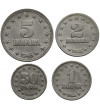 Jugosławia, Demokratyczna Federalna Jugosławia (1943-1945). Zestaw 50 Para, 1, 2, 5 Dinarów 1945 (4 sztuki)