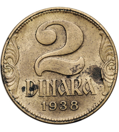 Yugoslavia, Petar II (1934-1945). 2 Dinara 1938 - large crown