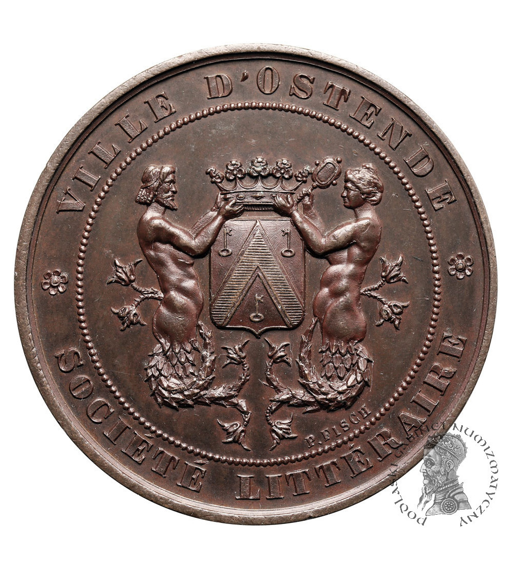 Belgium, Ostend, Leopold II (1865-1909). Medal 1887 commemorating the 100th anniversary of the Literary Society