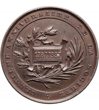 Belgia, Ostenda, Leopold II (1865-1909). Medal 1887 upamiętniający 100-lecie Towarzystwa Literackiego