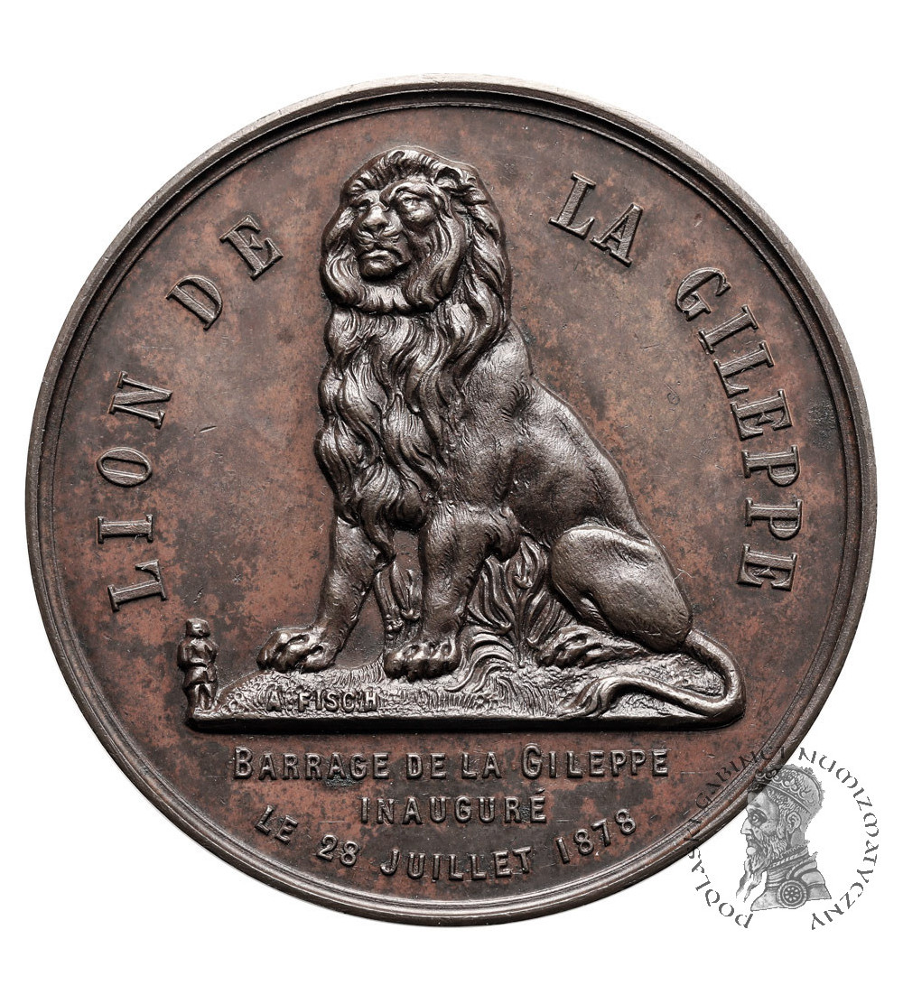 Belgium, Verviers, Leopold II (1865-1909). Medal 1878 commemorating the Inauguration of the Gileppe Dam Belgium, Verviers, Leopold II (1865-1909). Medal 1878 commemorating the Inauguration of the Gileppe Dam