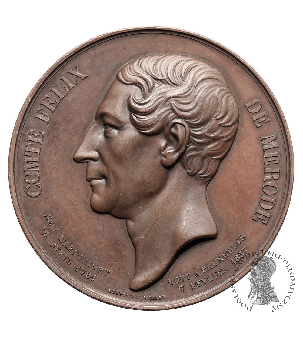 Belgia, Leopold I (1831-1865). Medal 1857 upamiętniający Hrabiego Felixa de Merode (1791-1857)