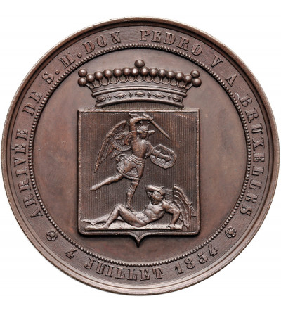 Belgia, Bruksela, Leopold I (1831-1865). Medal 1854 wizyta Króla Portugalii Piotra V (Pedro V 1853-1861) w Brukseli