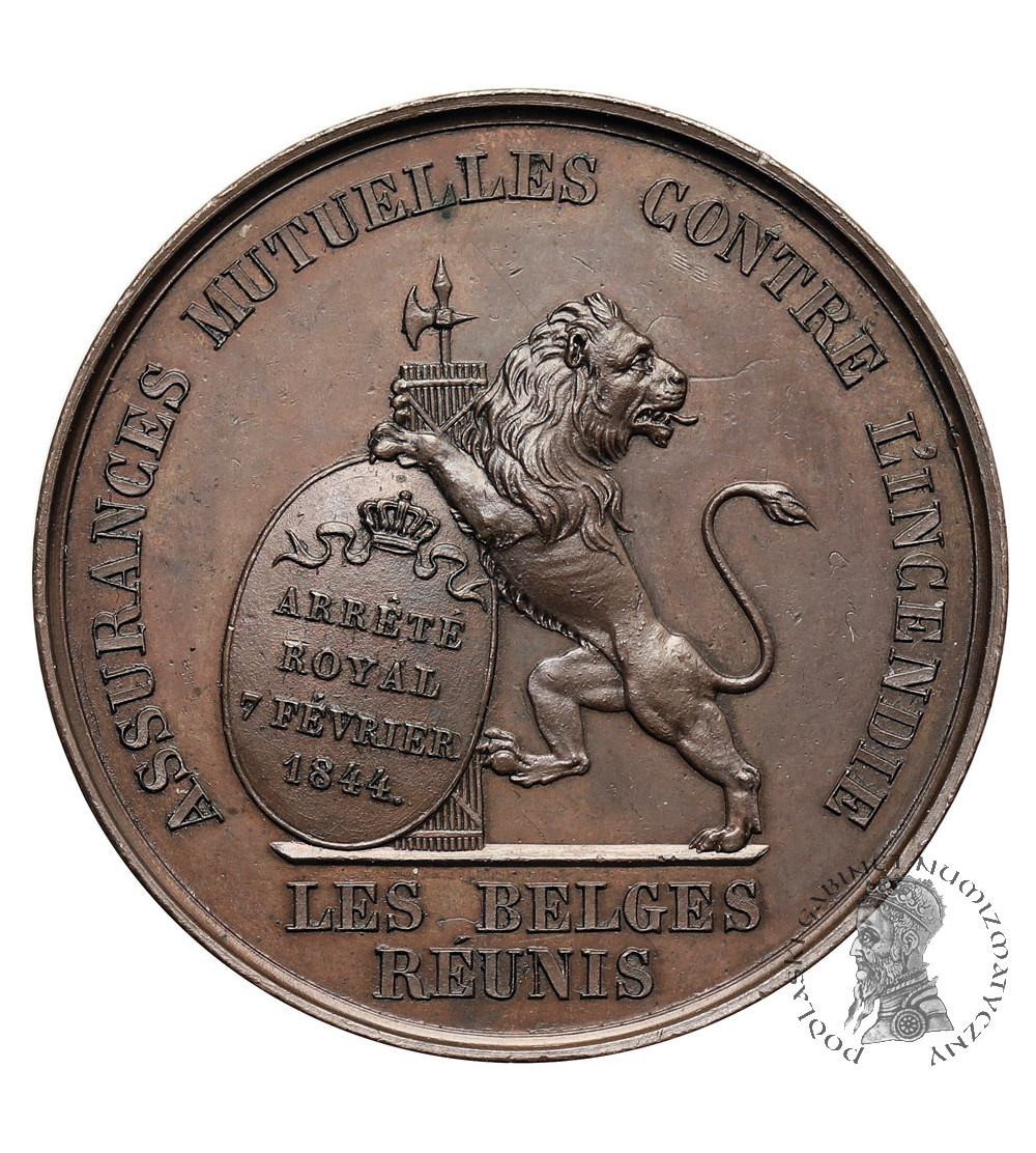 Belgia, Leopold I (1831-1865). Medal upamiętniający Dekret Królewski z dnia 7 lutego 1844, ,,L'UNION FAIT LA FORCE", Belgia, Leopold I (1831-1865). Medal upamiętniający Dekret Królewski z dnia 7 lutego 1844, ,,L'UNION FAIT LA FORCE",