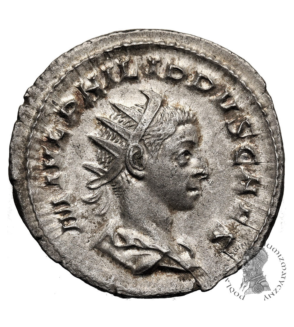 Roman Empire. Philippus II, 244-249 AD. AR Antoninianus, c. 244-247 AD, Rome mint, PRINCIPI IVVENT Roman Empire. Philippus II, 244-249 AD. AR Antoninianus, c. 244-247 AD, Rome mint, PRINCIPI IVVENT