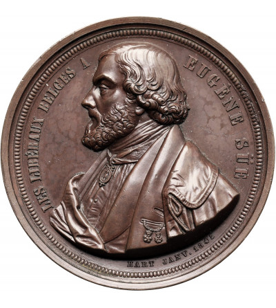Belgium, Leopold I (1831-1865). Medal 1845 in honor of Eugène Sue for his publication “The Eternal Wanderer” (Le Juif errant)