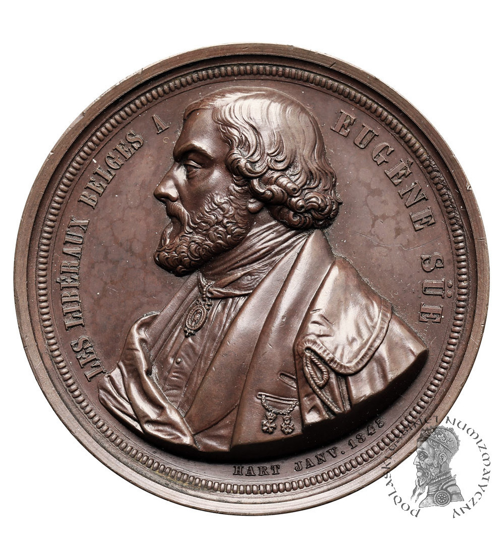Belgium, Leopold I (1831-1865). Medal 1845 in honor of Eugène Sue for his publication “The Eternal Wanderer” (Le Juif errant) Belgium, Leopold I (1831-1865). Medal 1845 in honor of Eugène Sue for his publication “The Eternal Wanderer” (Le Juif errant)