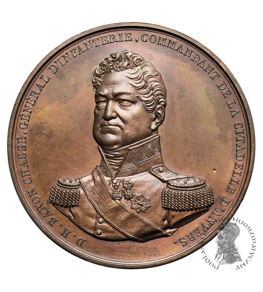 Belgia, Antwerpia, Leopold I (1831-1865). Medal 1832 ku czci barona Davida Chasse'a za obronę cytadeli Belgia, Antwerpia, Leopold I (1831-1865). Medal 1832 ku czci barona Davida Chasse'a za obronę cytadeli