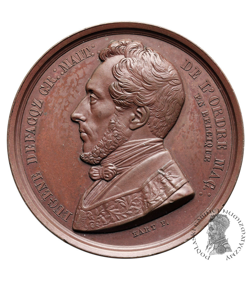 Belgia, Leopold I (1831-1865). Medal wolnomularski 1842, Instalacja Eugene'a Defacqza Wielkiego Mistrza Loży Masońskiej