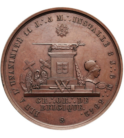 Belgia, Leopold I (1831-1865). Medal wolnomularski 1842, Instalacja Eugene'a Defacqza Wielkiego Mistrza Loży Masońskiej