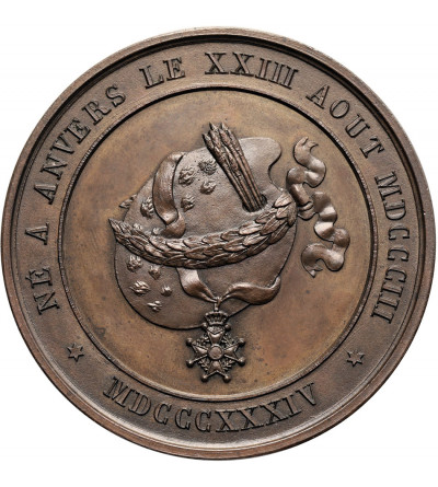 Belgium, Antwerp, Leopold I (1831-1865). Medal from 1834 commemorating Gustaf Wappers, Belgian Romantic painter