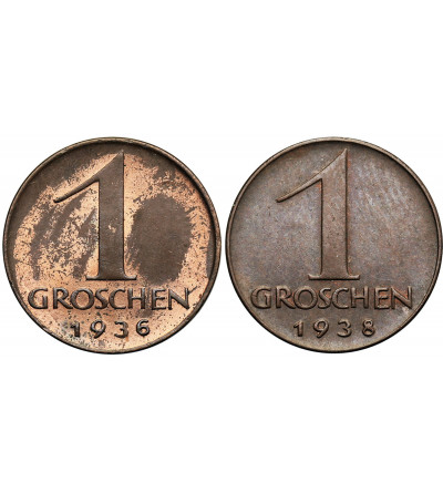 Austria, Republika. Zestaw 2 x 1 grosz 1936, 1938