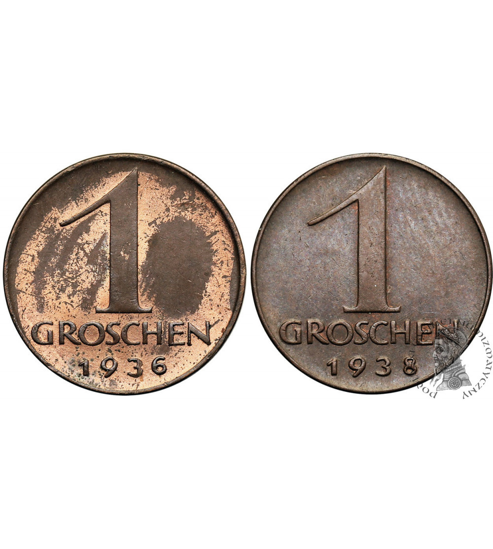 Austria, Republika. Zestaw 2 x 1 grosz 1936, 1938