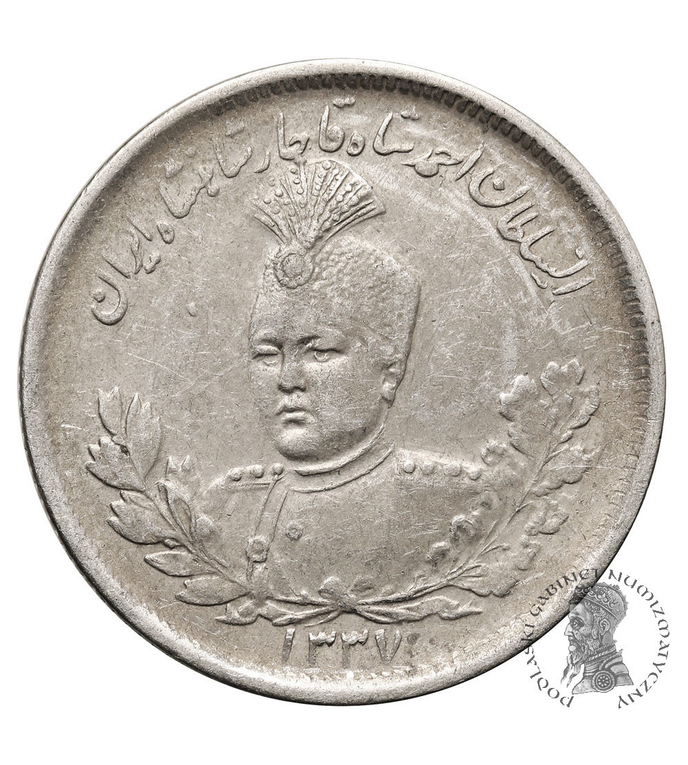 Iran. Sultan Ahmad Shah, AH 1327-1344 / 1909-1925 AD. 2000 Dinars (2 Kran / 2 Qiran), AH 1337 / 1919 AD Iran. Sultan Ahmad Shah, AH 1327-1344 / 1909-1925 AD. 2000 Dinars (2 Kran / 2 Qiran), AH 1337 / 1919 AD