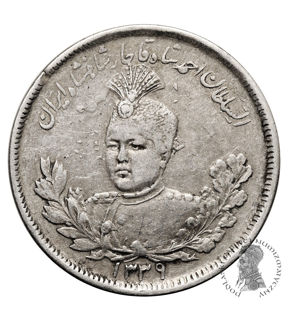 Iran. Sultan Ahmad Shah, AH 1327-1344 / 1909-1925 AD. 2000 Dinars (2 Kran / 2 Qiran), AH 1339 / 1921 AD