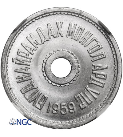 Mongolia. 2 Mongo (Möngö), 1959 - NGC MS 67, Top Pop!!