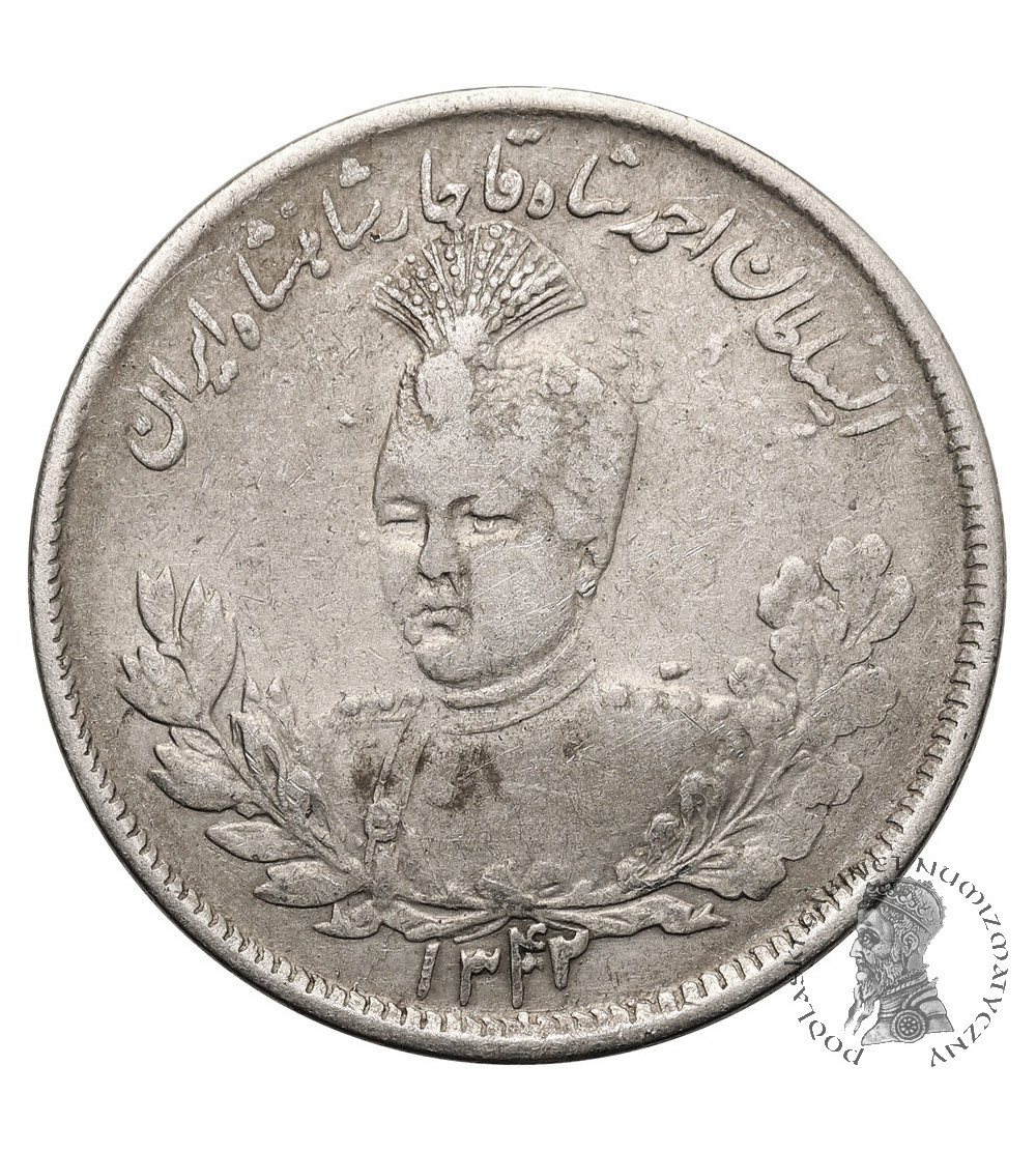 Iran. Sultan Ahmad Shah, AH 1327-1344 / 1909-1925 AD. 2000 Dinars (2 Kran / 2 Qiran), AH 1342 (1332) / 1924 AD - date overstruck Iran. Sultan Ahmad Shah, AH 1327-1344 / 1909-1925 AD. 2000 Dinars (2 Kran / 2 Qiran), AH 1342 (1332) / 1924 AD - date overstruck