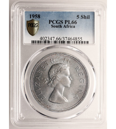 RPA, Elżbieta II. 5 szylingów (Shillings) 1958, PCGS PL 66 (Prooflike)