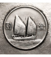 China, Republic (1912-1949). Silver bowl / saucer with a 1 Dollar coin 1934, Junk dollar