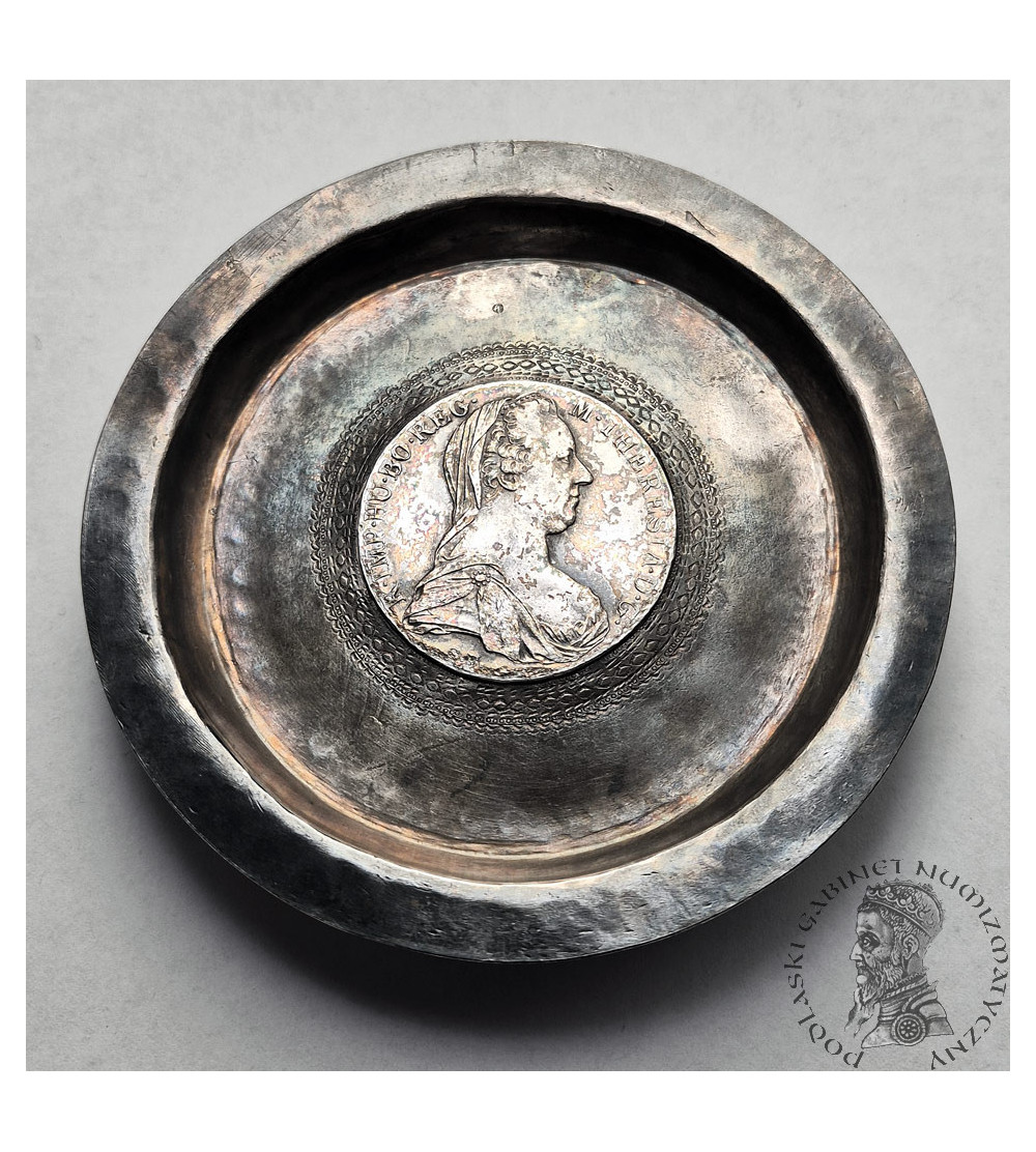 Austria, Maria Teresa (1740-1780). Srebrna miseczka / spodek z monetą 1 Talar 1780