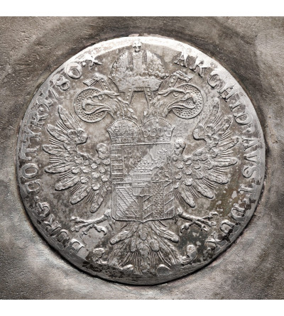 Austria, Maria Theresa (1740-1780). Silver bowl / saucer with a 1 Thaler coin 1780
