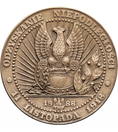 Polska, PRL (1952-1989). Medal 1988, Marszałek Józef Piłsudski, Odzyskanie Niepodległości 11 listopada 1918, T.W.O.